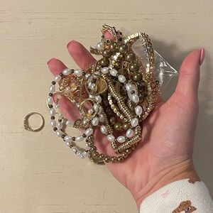 A handful of gold jewelry! Bracelets, rings, necklaces, all gold! Good condition
